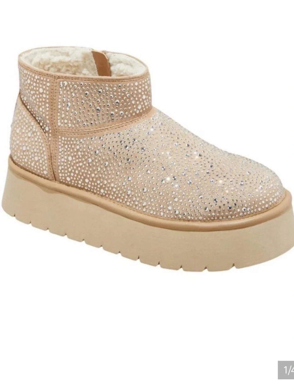 Wild Fable Sparkle Platform Ankle Boot - Beige with Memory Foam Size 8